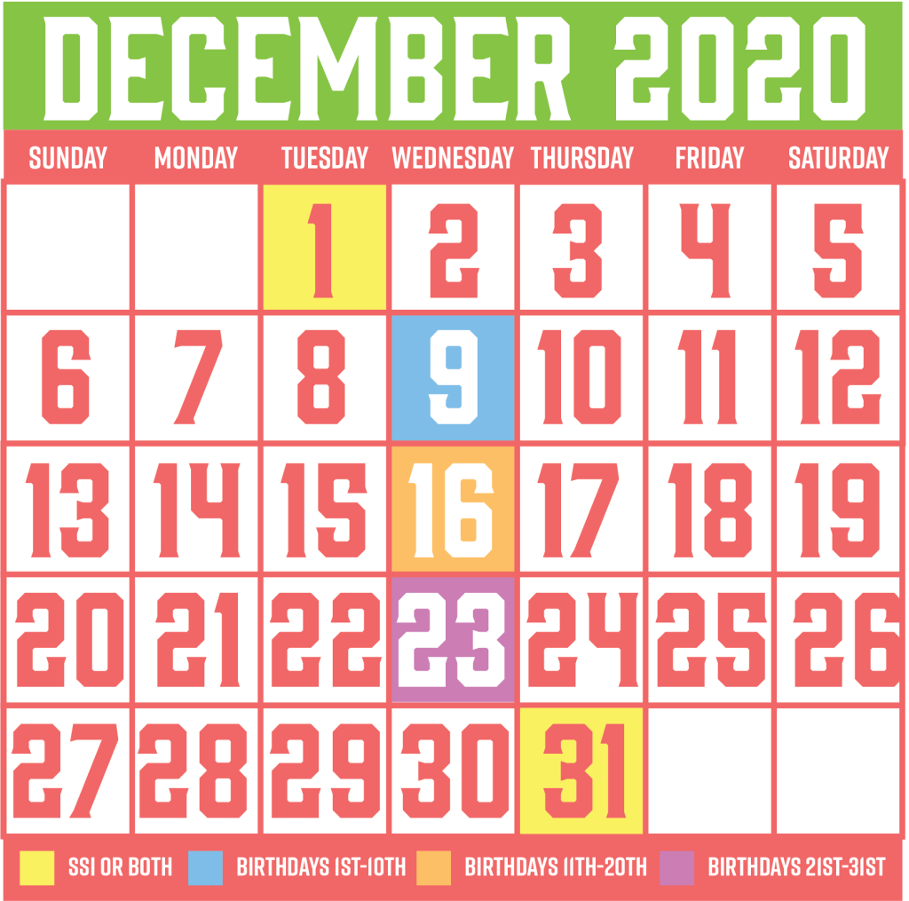 2020 holiday benefits calendar
