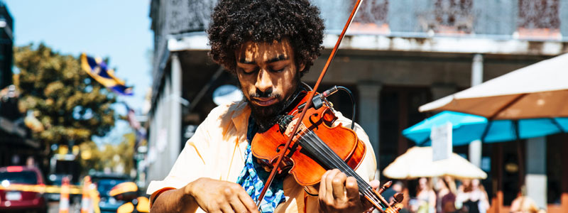 street musician on violin