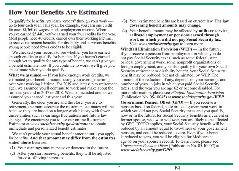 social security estimated benefits