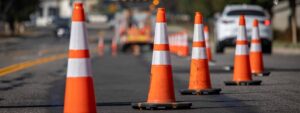 The sort of construction zone where a Lloyd Expressway car accident might take place requiring the services of an Evansville, IN car accident lawyer