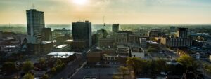Downtown South Bend, IN, where an out-of-state Notre Dame student could get into a car accident requiring the assistance of a skilled South Bend car accident lawyer
