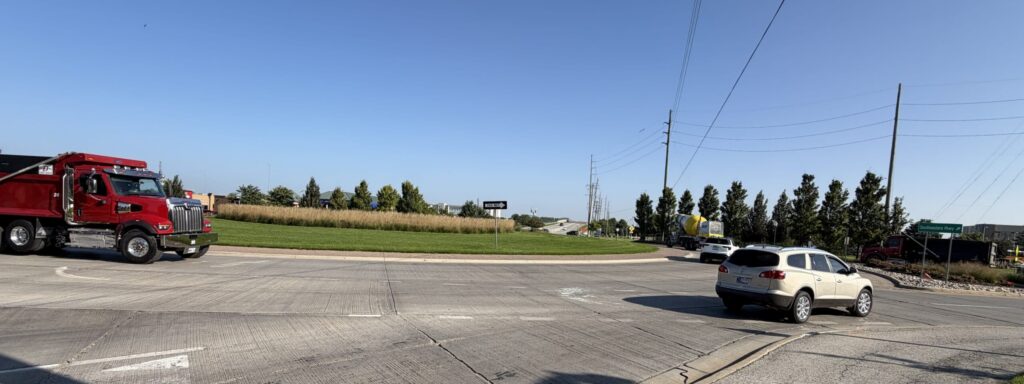 Roundabout at 136th St. and Olio Rd. in Fishers, IN, where Fishers roundabout accidents often occur