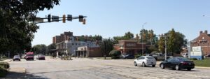 Intersection of Meridian St. and 38th St. in Indianapolis, IN, where rear-end accidents requiring help from skilled Indianapolis car accident lawyers often take place