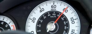 A speedometer right before an Indiana speed-related crash