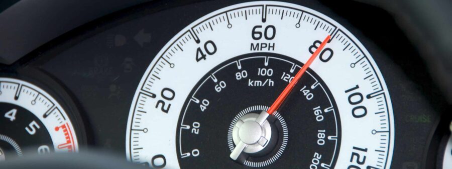 A speedometer right before an Indiana speed-related crash
